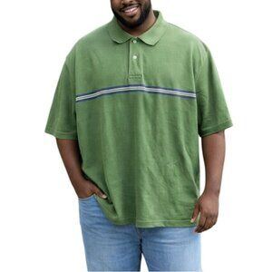 St Johns Bay Mens Plus Size XXL Polo Shirt Green Yarn Dye Striped Pique